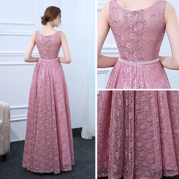Chic / Belle Rose Bonbon Robe De Soirée 2017 Princesse Encolure Carrée Sans Manches Cristal Ceinture Longue Volants Dos Nu Robe De Ceremonie