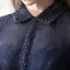 Style Chinois Bleu Marine Robe De Soirée 2017 Princesse Col Haut 3/4 Manches Perle Ceinture Longue Volants Robe De Ceremonie