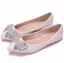 Snygga / Fina Vita Rhinestone Rosett Bal Platt Spetsiga Damskor 2025 Klackskor