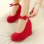 Exaggerated Red Bow Wedges Prom Womens Shoes 2025 10 cm Waterproof Round Toe Womens Shoes