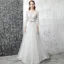 Chic / Beautiful Outdoor / Garden White Wedding Dresses 2017 A-Line / Princess Scoop Neck Long Sleeve Appliques Lace Bow Sash Court Train Backless Pierced