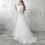 Chic / Beautiful Outdoor / Garden White Wedding Dresses 2017 A-Line / Princess Scoop Neck Long Sleeve Appliques Lace Bow Sash Court Train Backless Pierced