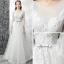 Chic / Beautiful Outdoor / Garden White Wedding Dresses 2017 A-Line / Princess Scoop Neck Long Sleeve Appliques Lace Bow Sash Court Train Backless Pierced