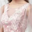 Chic / Beautiful Pearl Pink Evening Dresses  2017 Trumpet / Mermaid Pierced Scoop Neck 1/2 Sleeves Appliques Lace Court Train Backless Formal Dresses