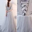 Elegant Grey Evening Dresses  2017 A-Line / Princess Scoop Neck 1/2 Sleeves Appliques Lace Sash Floor-Length / Long Ruffle Pierced Backless Formal Dresses