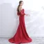Modern / Fashion Red Evening Dresses  2017 Trumpet / Mermaid Spaghetti Straps Pierced Long Sleeve Strapless Appliques Lace Pearl Court Train Ruffle Backless Formal Dresses