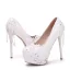 Stunning White Pearl Rhinestone Lace Flower Wedding Shoes 2022 14 cm Stiletto Heels Round Toe Wedding Pumps High Heels
