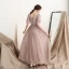 Simple Rougissant Rose Chiffon Robe De Soirée 2018 Princesse V-Cou Manches Courtes Ceinture Longueur Cheville Volants Dos Nu Robe De Ceremonie