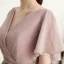 Simple Rougissant Rose Chiffon Robe De Soirée 2018 Princesse V-Cou Manches Courtes Ceinture Longueur Cheville Volants Dos Nu Robe De Ceremonie