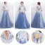 Chic / Beautiful Sky Blue Bridesmaid Dresses 2017 A-Line / Princess High Neck Short Sleeve Appliques Lace Floor-Length / Long Backless Wedding Party Dresses