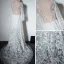 Élégant Plage Blanche Robe De Mariée 2017 Princesse Encolure Carrée Manches Longues Appliques En Dentelle Tribunal Train Volants Percé Dos Nu