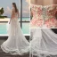 Fine Champagne Strand Brudekjoler 2017 Prinsesse Kjæreste Uten Ermer Appliques Blomst Asymmetrisk Buste Ryggløse
