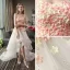 Fine Champagne Strand Brudekjoler 2017 Prinsesse Kjæreste Uten Ermer Appliques Blomst Asymmetrisk Buste Ryggløse