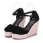 Schöne Orange Strassenmode Strand Flechten Sandalen Damen 2025 Knöchelriemen 10 cm Keilabsatz Peeptoes Sandaletten