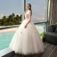 Vintage Outdoor / Garden Champagne Wedding Dresses 2017 Ball Gown High Neck 1/2 Sleeves Backless Appliques Flower Rhinestone Floor-Length / Long