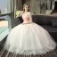 Chic / Beautiful Outdoor / Garden Champagne Wedding Dresses 2017 Ball Gown Pierced Scoop Neck 3/4 Sleeve Backless Appliques Flower Rhinestone Floor-Length / Long