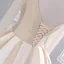 Luxury / Gorgeous Champagne Wedding Dresses 2017 Ball Gown Pierced V-Neck Long Sleeve Backless Beading Pearl Rhinestone Chapel Train Ruffle