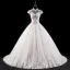 Vintage White Wedding Dresses 2017 Ball Gown Pierced High Neck Sleeveless Backless Appliques Lace Beading Rhinestone Crystal Cathedral Train