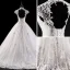 Vintage White Wedding Dresses 2017 Ball Gown Pierced High Neck Sleeveless Backless Appliques Lace Beading Rhinestone Crystal Cathedral Train
