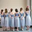 Chic / Belle Bleu Ciel Robe Demoiselle D'honneur 2018 Princesse Faux Diamant Ceinture Thé Longueur Volants Dos Nu Robe Pour Mariage