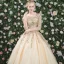 Élégant Robe De Bal 2017 En Dentelle Appliques Cristal Faux Diamant Perle Dos Nu Encolure Dégagée 3/4 Manches Longue Dorés Robe Boule
