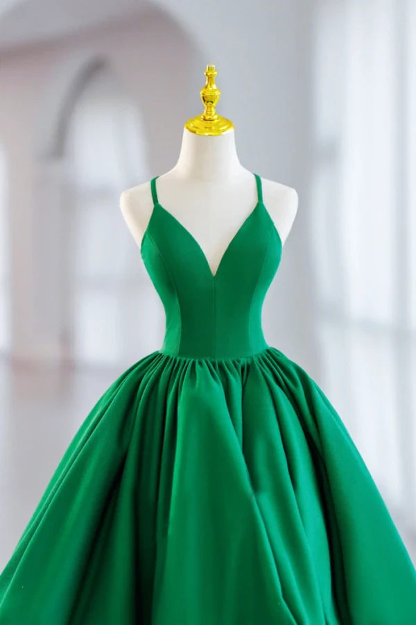 Chic / Belle Vert Satin Courte Robe De Bal 2024 Robe Boule Bretelles Spaghetti Sans Manches Dos Nu Promo Robe De Ceremonie