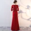 Chic / Belle Bordeaux Robe De Soirée 2017 Trompette / Sirène Encolure Dégagée 3/4 Manches Appliques En Dentelle Longue Robe De Ceremonie