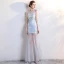 Modern / Fashion Sky Blue Party Dresses 2017 Trumpet / Mermaid Scoop Neck Sleeveless Backless Pierced Appliques Lace Sweep Train Formal Dresses