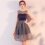 Modern / Fashion Navy Blue Party Dresses 2017 A-Line / Princess Scoop Neck Sleeveless Backless Pierced Short Ruffle Formal Dresses