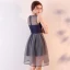Modern / Fashion Navy Blue Party Dresses 2017 A-Line / Princess Scoop Neck Sleeveless Backless Pierced Short Ruffle Formal Dresses