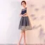 Modern / Fashion Navy Blue Party Dresses 2017 A-Line / Princess Scoop Neck Sleeveless Backless Pierced Short Ruffle Formal Dresses