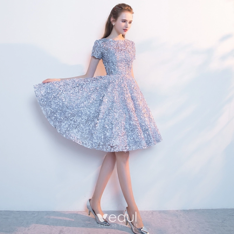 Chic Beautiful Silver Homecoming Graduation Dresses 2017 A Line