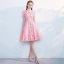 Chic / Beautiful Silver Homecoming Graduation Dresses 2017 A-Line / Princess Square Neckline Short Sleeve Appliques Flower Metal Sash Knee-Length Ruffle Formal Dresses
