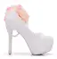 Ongebruikelijk Witte Parel Kant Bloem Appliques Bruidsschoenen 2025 14 cm Naaldhakken / Stiletto Ronde Neus Huwelijk Pumps Hoge Hakken