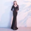 Modern / Fashion Black Evening Dresses  2017 Trumpet / Mermaid V-Neck 3/4 Sleeve Pierced Floor-Length / Long Backless Formal Dresses