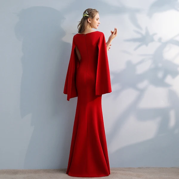 Amazing / Unique Navy Blue Evening Dresses 2017 Trumpet / Mermaid V-Neck Long Sleeve Floor-Length / Long Split Front Formal Dresses
