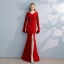 Amazing / Unique Navy Blue Evening Dresses  2017 Trumpet / Mermaid V-Neck Long Sleeve Floor-Length / Long Split Front Formal Dresses