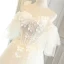 Chic / Belle Blanche Robe De Mariée 2017 Princesse De l'épaule 1/2 Manches Dos Nu Appliques Fleur Faux Diamant Cristal Train De Balayage