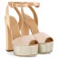 Unique Or Rose Cocktail Sandales Femme 2022 Bride Cheville 12 cm Talons Épais Peep Toes / Bout Ouvert Sandales Talons Hauts