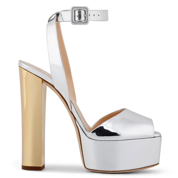 Unique Or Rose Cocktail Sandales Femme 2022 Bride Cheville 12 cm Talons Épais Peep Toes / Bout Ouvert Sandales Talons Hauts