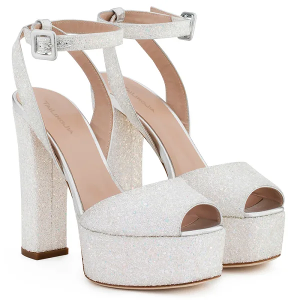 Unique Or Rose Cocktail Sandales Femme 2022 Bride Cheville 12 cm Talons Épais Peep Toes / Bout Ouvert Sandales Talons Hauts