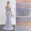 Schöne Grau Abendkleider 2017 Mermaid Off Shoulder Kurze Ärmel Perle Sweep / Pinsel Zug Gespaltete Front Rückenfreies Festliche Kleider