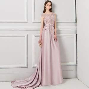 Sjarmerende Perle Rosa Boret Selskapskjoler 2018 Trompet Havfrue Scoop Halsen Hette Ermer Appliques Blonder Beading Sløyfe Sash Domstol Tog Buste Ryggløse Formelle Kjoler