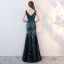 Amazing / Unique Black Ocean Blue Evening Dresses  2017 Trumpet / Mermaid V-Neck Sleeveless Sequins Floor-Length / Long Backless Formal Dresses