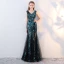 Amazing / Unique Black Ocean Blue Evening Dresses  2017 Trumpet / Mermaid V-Neck Sleeveless Sequins Floor-Length / Long Backless Formal Dresses