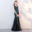 Amazing / Unique Black Ocean Blue Evening Dresses  2017 Trumpet / Mermaid V-Neck Sleeveless Sequins Floor-Length / Long Backless Formal Dresses