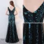 Amazing / Unique Black Ocean Blue Evening Dresses  2017 Trumpet / Mermaid V-Neck Sleeveless Sequins Floor-Length / Long Backless Formal Dresses