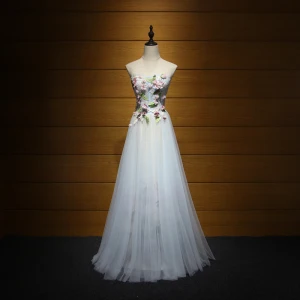 Mote Formelle Kjoler 2017 Selskapskjoler Himmelen Blå Prinsesse Lange Gripende Ruffles Kjæreste Ryggløse Uten Ermer Paljetter Beading Appliques Blomst Blad