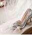 Charmant Argenté Percé Faux Diamant Papillon Chaussure De Mariée 2020 8 cm Talons Aiguilles À Bout Pointu Mariage Escarpins