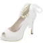 Edles Champagner Abend Satin Pumps 2020 Schleife Perle Knöchelriemen 11 cm Stilettos Peeptoes Pumps